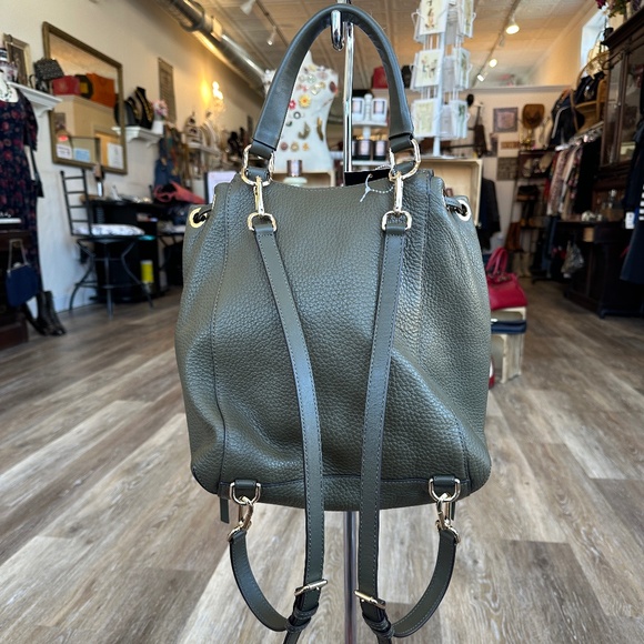Michael Kors Dark Olive Green Leather Backpack - Picture 2 of 8